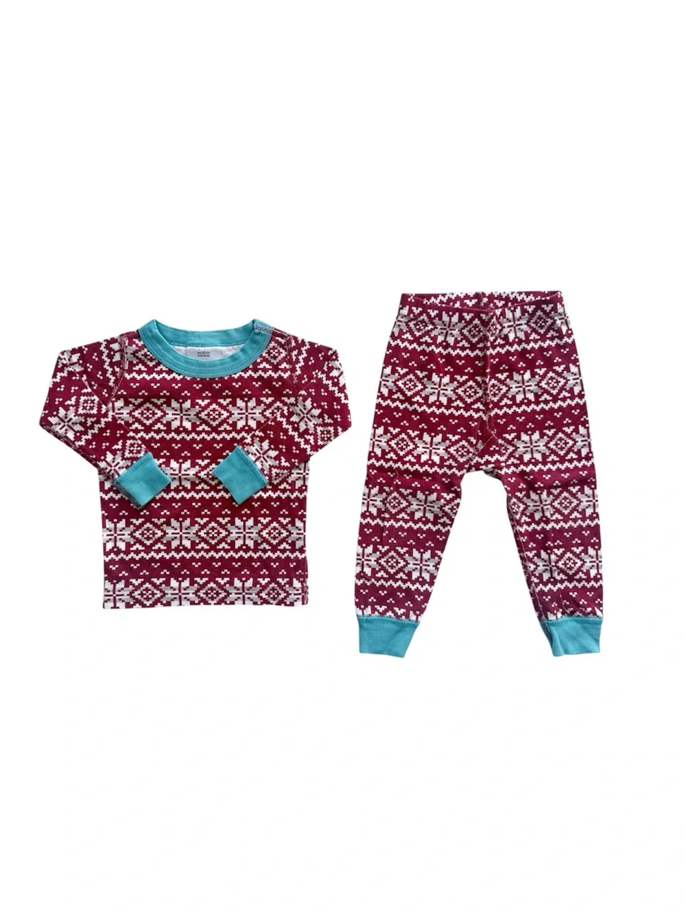 Hanna Andersson Red and White Fair Isle Holiday Pajamas size 18-24M